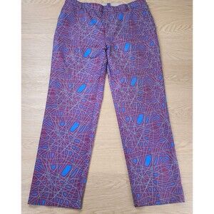 Hreski Mens 38x32 Abstract Purple Geometric Print Golf Pants John Daly Tag 42x32